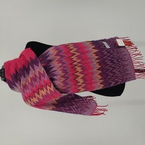 Croft & Barrow‎ NWT Pink/Purple/Gold Zig Zag Fringed Scarf OS